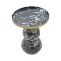 Side table Dearest Inart marble black-gold metal D41x57cm
