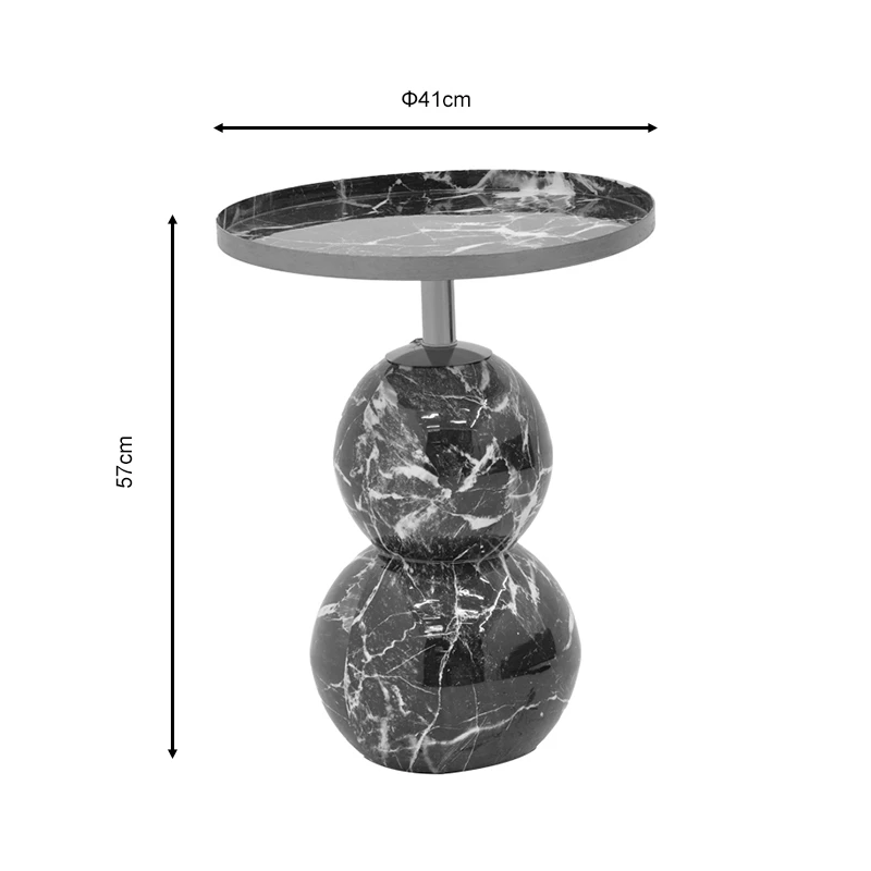 Side table Dearest Inart marble black-gold metal D41x57cm