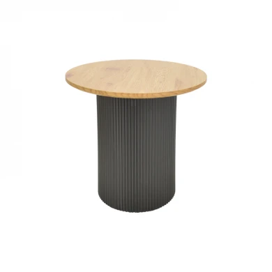 Βοηθητικό τραπέζι Dovel pakoworld mdf σε sonoma -μαύρο μέταλλο Φ50x50εκ