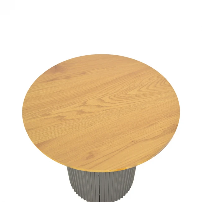 Βοηθητικό τραπέζι Dovel pakoworld mdf σε sonoma -μαύρο μέταλλο Φ50x50εκ