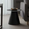 Fabrin Inart side table black marble sintered stone-black metal D50x46cm
