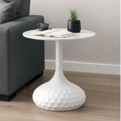 Βοηθητικό τραπέζι Fabron Inart λευκό sintered stone Φ50x52εκ