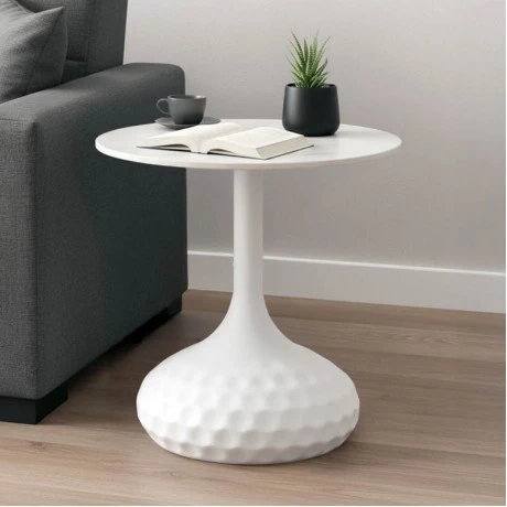 Coffee table Fabron Inart white sintered stone D50x52cm