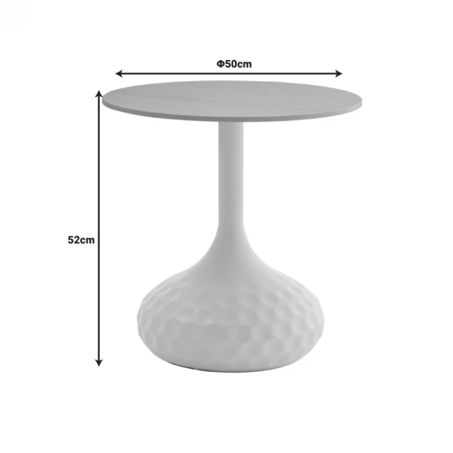 Βοηθητικό τραπέζι Fabron Inart λευκό sintered stone Φ50x52εκ