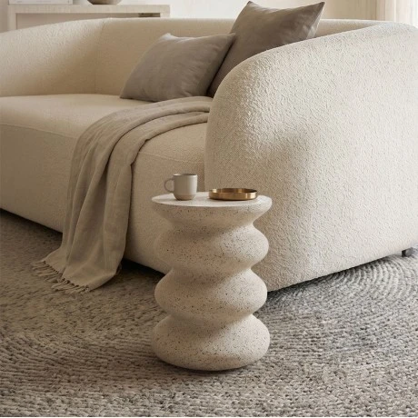 Side table Fenfen pakoworld ecru MGO D33x40cm