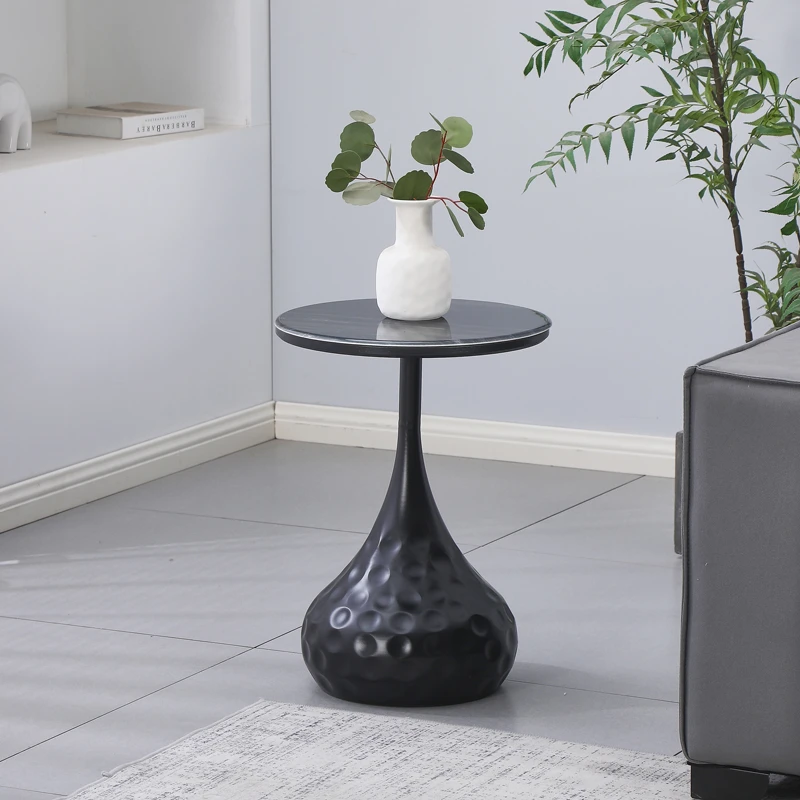 Gala pakoworld side table black metal - black marble D40x60cm
