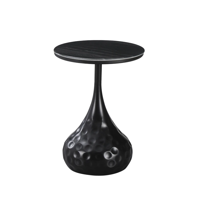 Gala pakoworld side table black metal - black marble D40x60cm