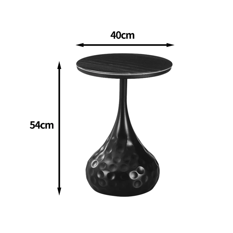 Gala pakoworld side table black metal - black marble D40x60cm
