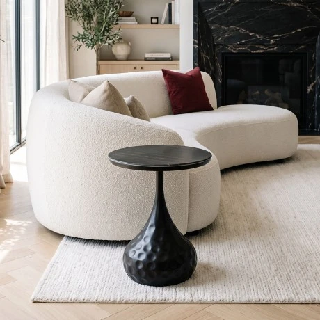 Gala pakoworld side table black metal - black marble D50x47cm