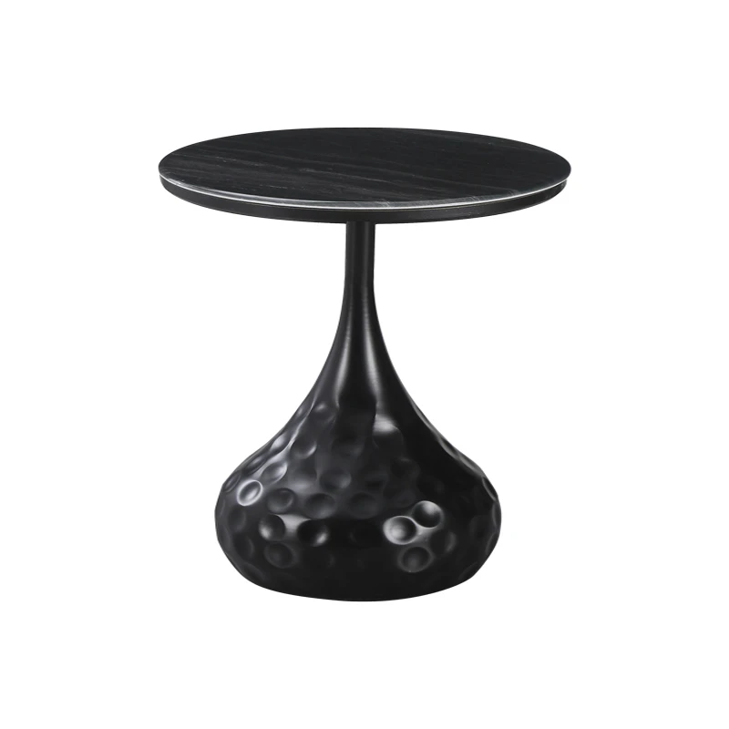 Gala pakoworld side table black metal - black marble D50x47cm