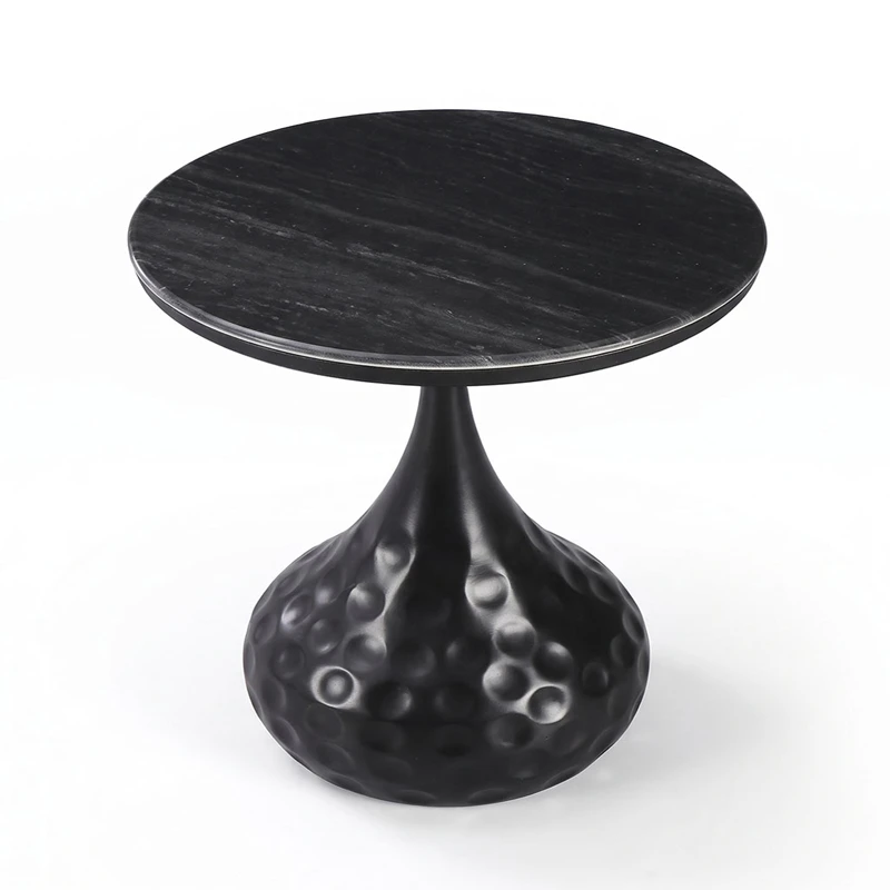 Gala pakoworld side table black metal - black marble D50x47cm
