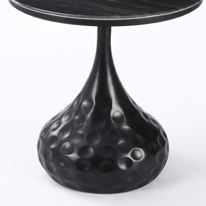 Gala pakoworld side table black metal - black marble D50x47cm