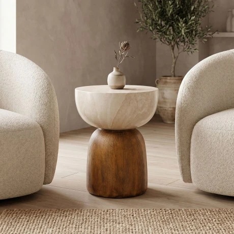 Isaka pakoworld side table, MGO, cream-wood look, D38x48cm