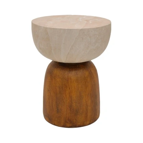 Isaka pakoworld side table, MGO, cream-wood look, D38x48cm