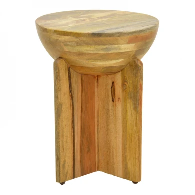 Βοηθητικό τραπέζι Jenby pakoworld μασίφ μάνγκο ξύλο σε φυσική απόχρωση Φ40x50εκ