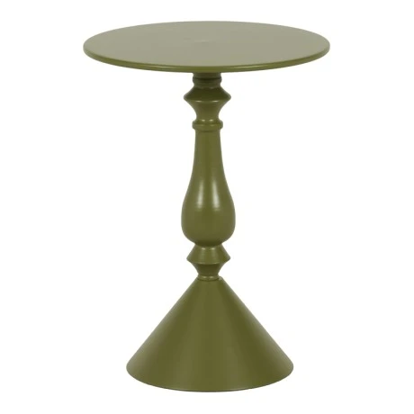 Lalou pakoworld metal side table in olive green shade D40x55cm