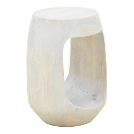 Side table Lenora pakoworld solid mango wood white D33x45cm
