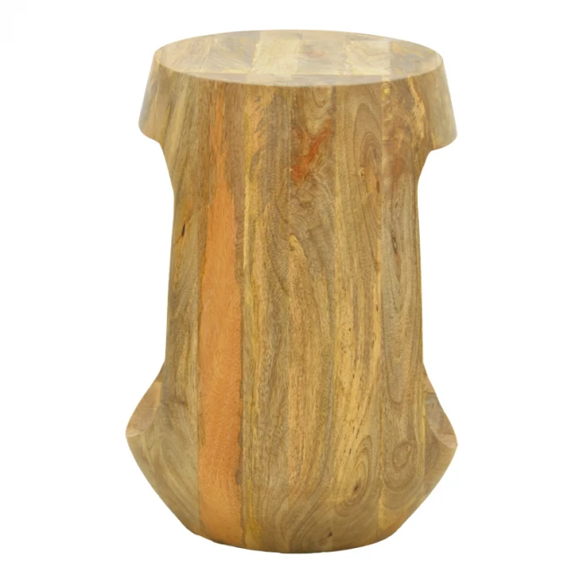 Βοηθητικό τραπέζι Lenora pakoworld μασίφ μάνγκο ξύλο σε φυσική απόχρωση Φ33x45εκ