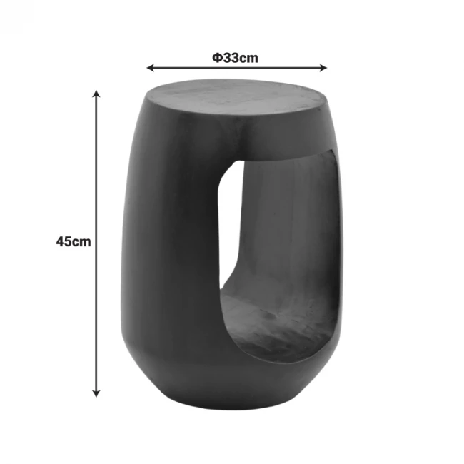 Βοηθητικό τραπέζι Lenora pakoworld μασίφ μάνγκο ξύλο σε φυσική απόχρωση Φ33x45εκ