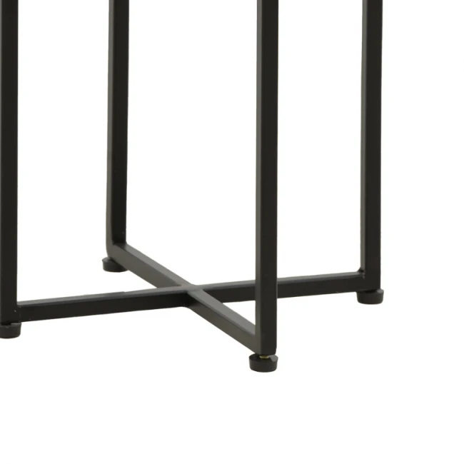 Βοηθητικό τραπέζι Miles ΙΙ pakoworld μασίφ ξύλο ακακίας σε φυσική απόχρωση με μαύρα μεταλλικά πόδια 29x29x54εκ