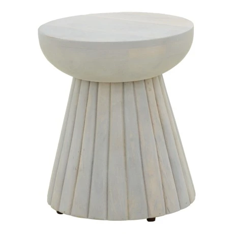 Side table Nemira pakoworld solid mango wood white D30x35cm