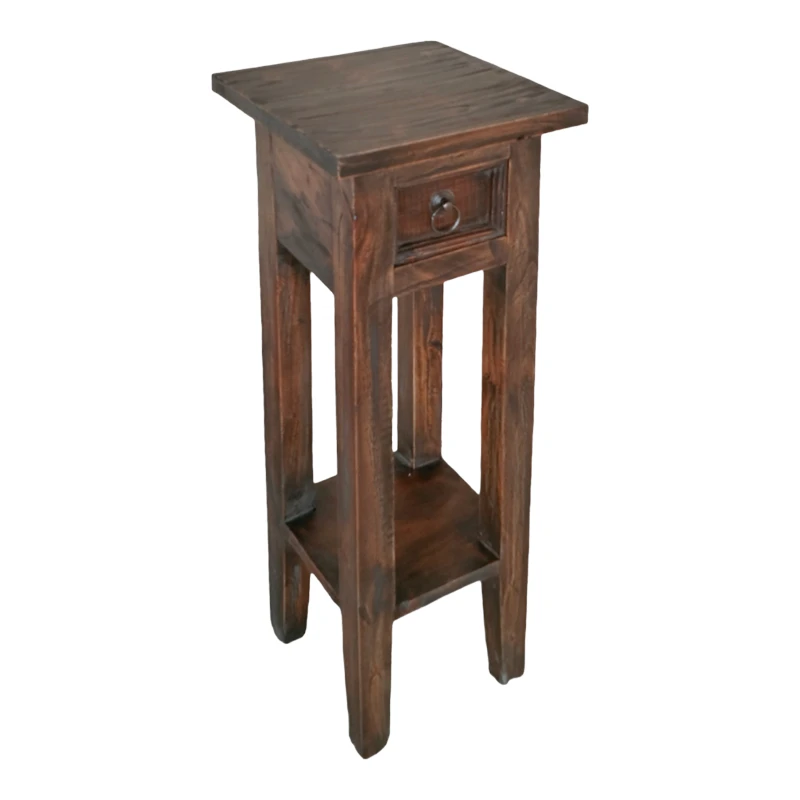 Side table Orkney pakoworld mindi wood in walnut color 25x25x67cm