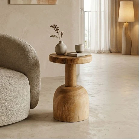 Side table Queno pakoworld suar wood in natural color D30x45cm