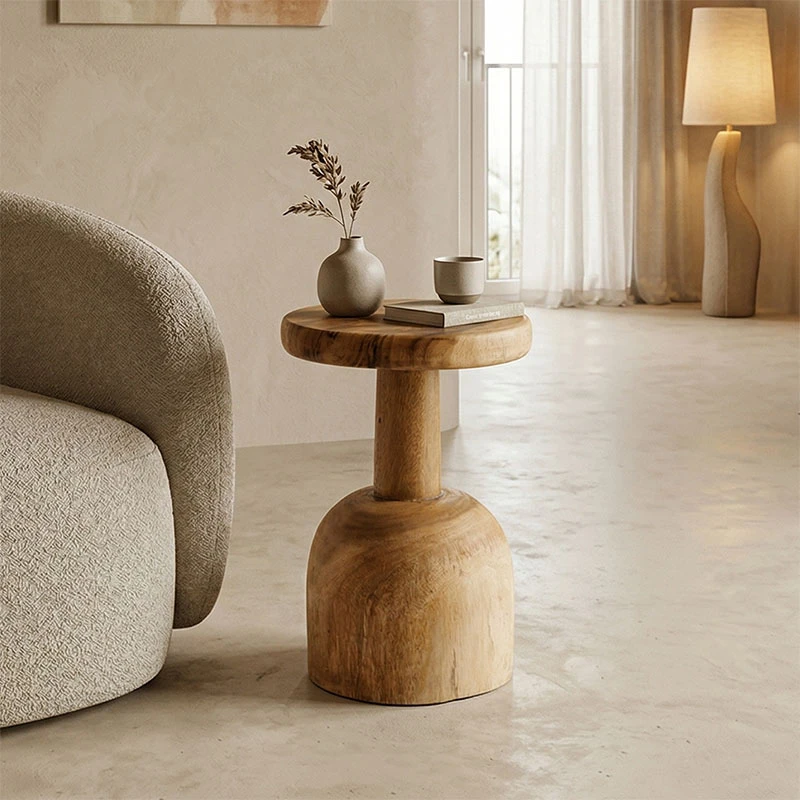 Side table Queno pakoworld suar wood in natural color D30x45cm