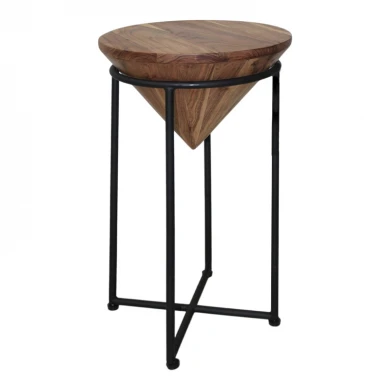 Βοηθητικό τραπέζι σαλονιού Miles I pakoworld μασίφ ξύλο ακακίας σε φυσική απόχρωση Φ31x53εκ