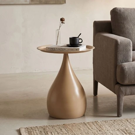 Samino pakoworld metal side table in cappuccino shade D39x46cm