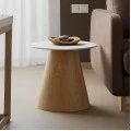 Side table Soleire Inart white marble sintered stone D50x46cm