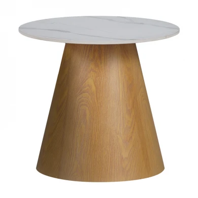 Βοηθητικό τραπέζι Soleire Inart λευκό μαρμάρου sintered stone-μεταλλική βάση Φ50x47.5εκ