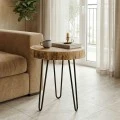Tripp I side table pakoworld solid acacia wood in natural shade-black metal legs D41χ45cm