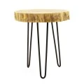 Tripp I side table pakoworld solid acacia wood in natural shade-black metal legs D41χ45cm