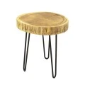Tripp I side table pakoworld solid acacia wood in natural shade-black metal legs D41χ45cm