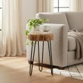 Tripp pakoworld side table, solid acacia wood in a natural shade with black metal legs 32x30x47cm