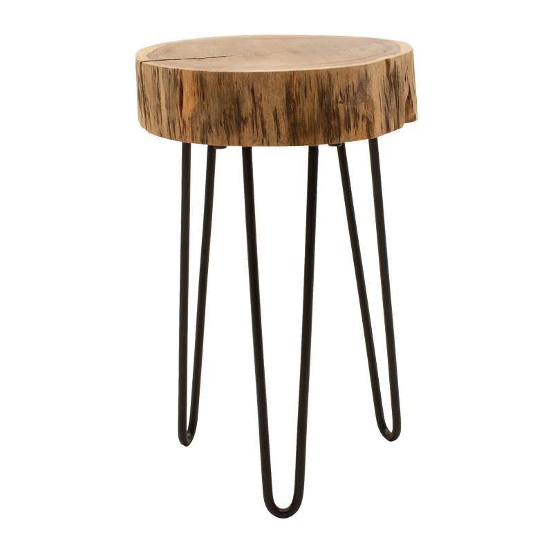 Tripp pakoworld side table, solid acacia wood in a natural shade with black metal legs 32x30x47cm