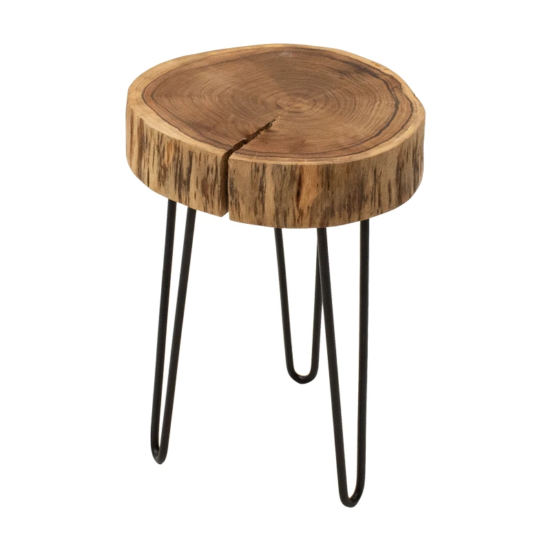 Tripp pakoworld side table, solid acacia wood in a natural shade with black metal legs 32x30x47cm