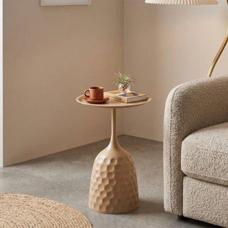 Side table Waini pakoworld metal in cappuccino shade D39x60cm