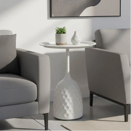 Side table Waini pakoworld metal in cream shade D39x60cm