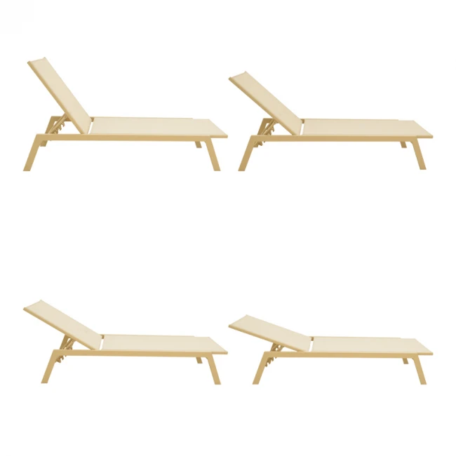 Ξαπλώστρα Boka pakoworld αλουμίνιο cappuccino- textilene σε σαμπανί 60x192x31εκ