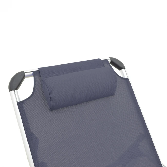 Ξαπλώστρα παραλίας Fevepe pakoworld βαρέως τύπου αλουμίνιο-textilene σε ανθρακί απόχρωση 58.5x185x29.5εκ