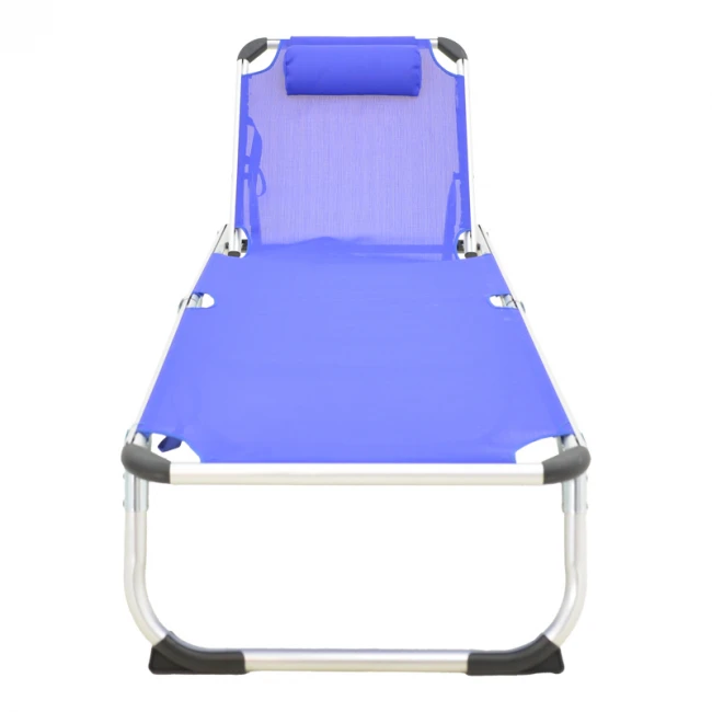 Ξαπλώστρα παραλίας Fevepe pakoworld βαρέως τύπου αλουμίνιο-textilene σε μπλε απόχρωση 58.5x185x29.5εκ