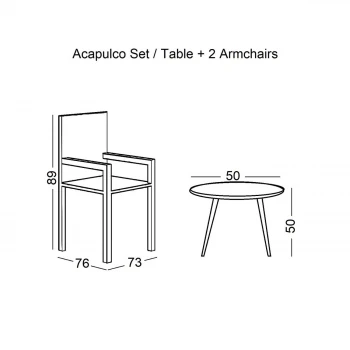 Καθιστικό κήπου ACAPULCO SET από rattan σε χρώμα μαύρο 73x76x89εκ. 