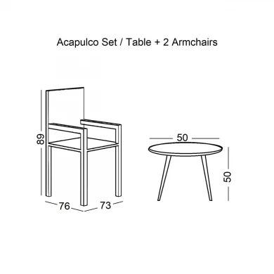Καθιστικό κήπου ACAPULCO SET από rattan σε χρώμα μαύρο 73x76x89εκ. 
