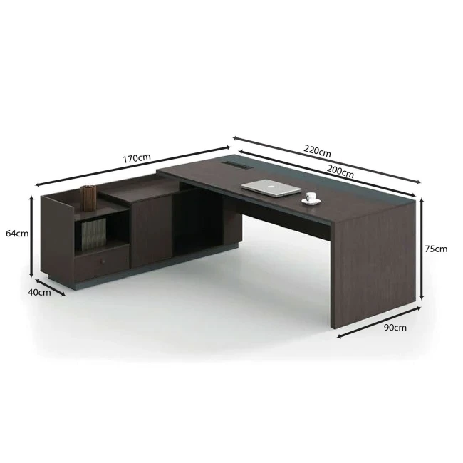 ADVANCE Desk Left 220x160cm Dark Walnut/Grey