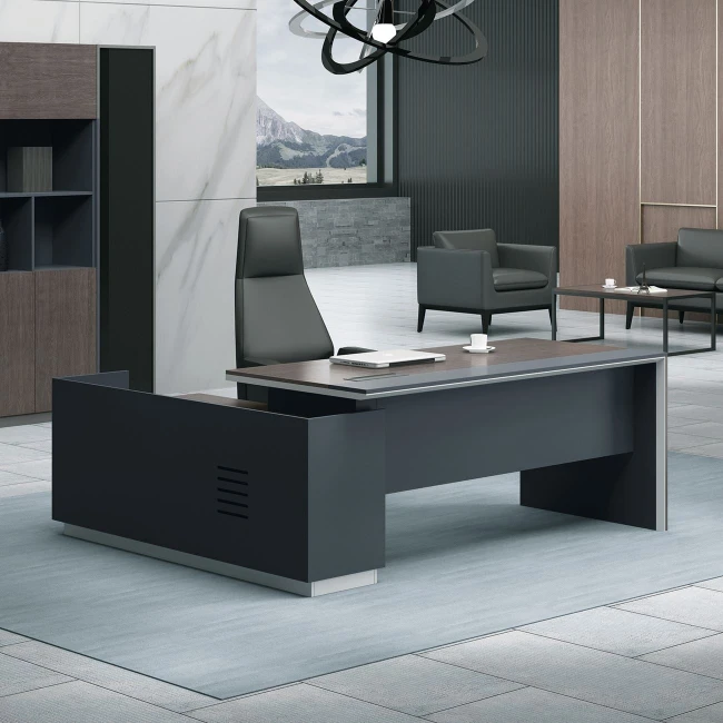 ADVANCE Desk Right 220x160cm Dark Walnut/Grey