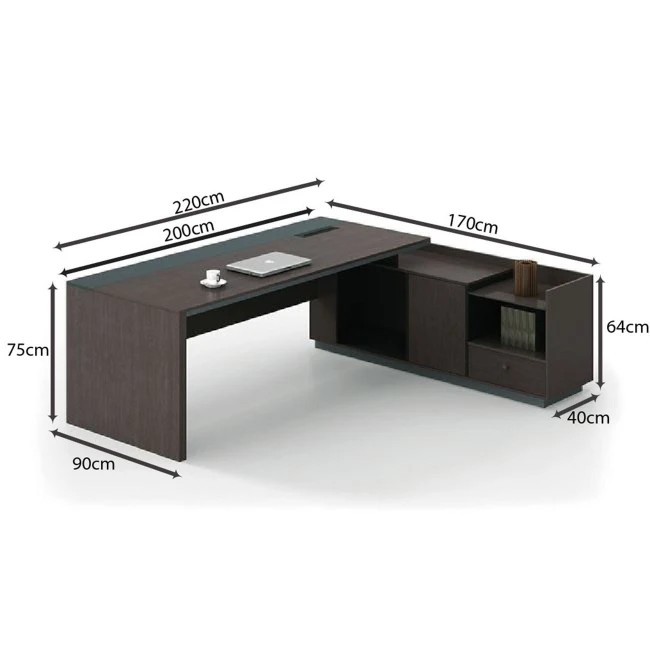 ADVANCE Desk Right 220x160cm Dark Walnut/Grey