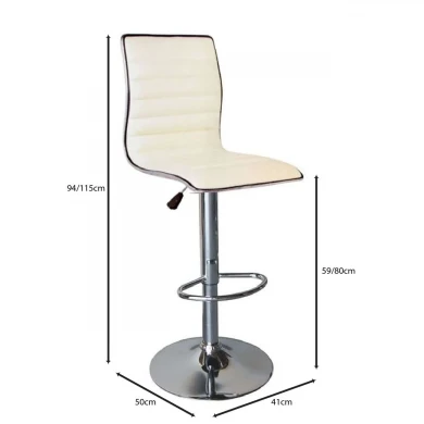 Alfi stool with metallic base and Pu coating in white color 41x50x94/115cm.