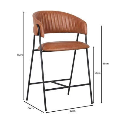 ALFRED Bar Stool Black Metal, Pu Camel